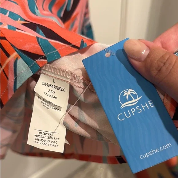 #64 Cupshe NWT, Tropical Leaf Print Sleeveless Dress, Size L. - Picture 5 of 5